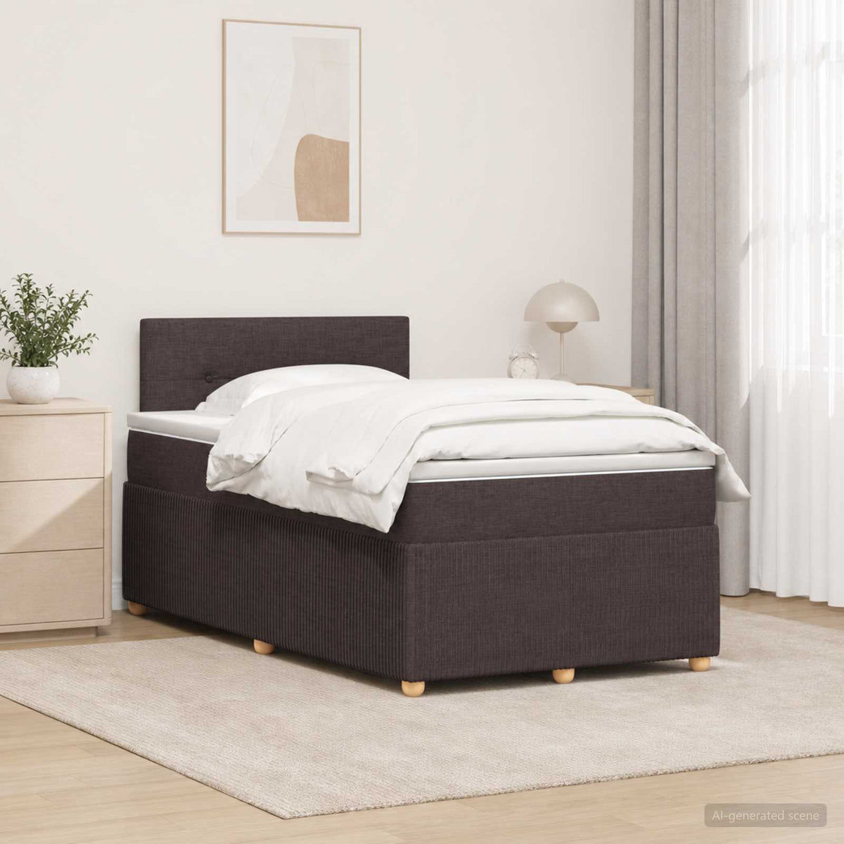 Boxspring krevet s madracem Tamno smeđa 120 x 190 cm Tkanina