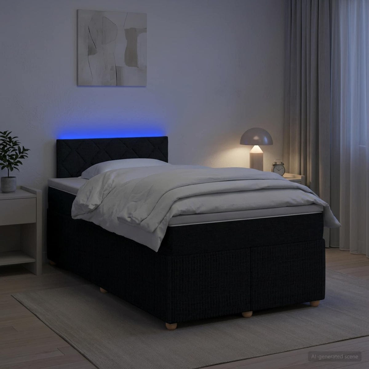 Boxspring krevet s madracem Crna 120 x 190 cm Tkanina