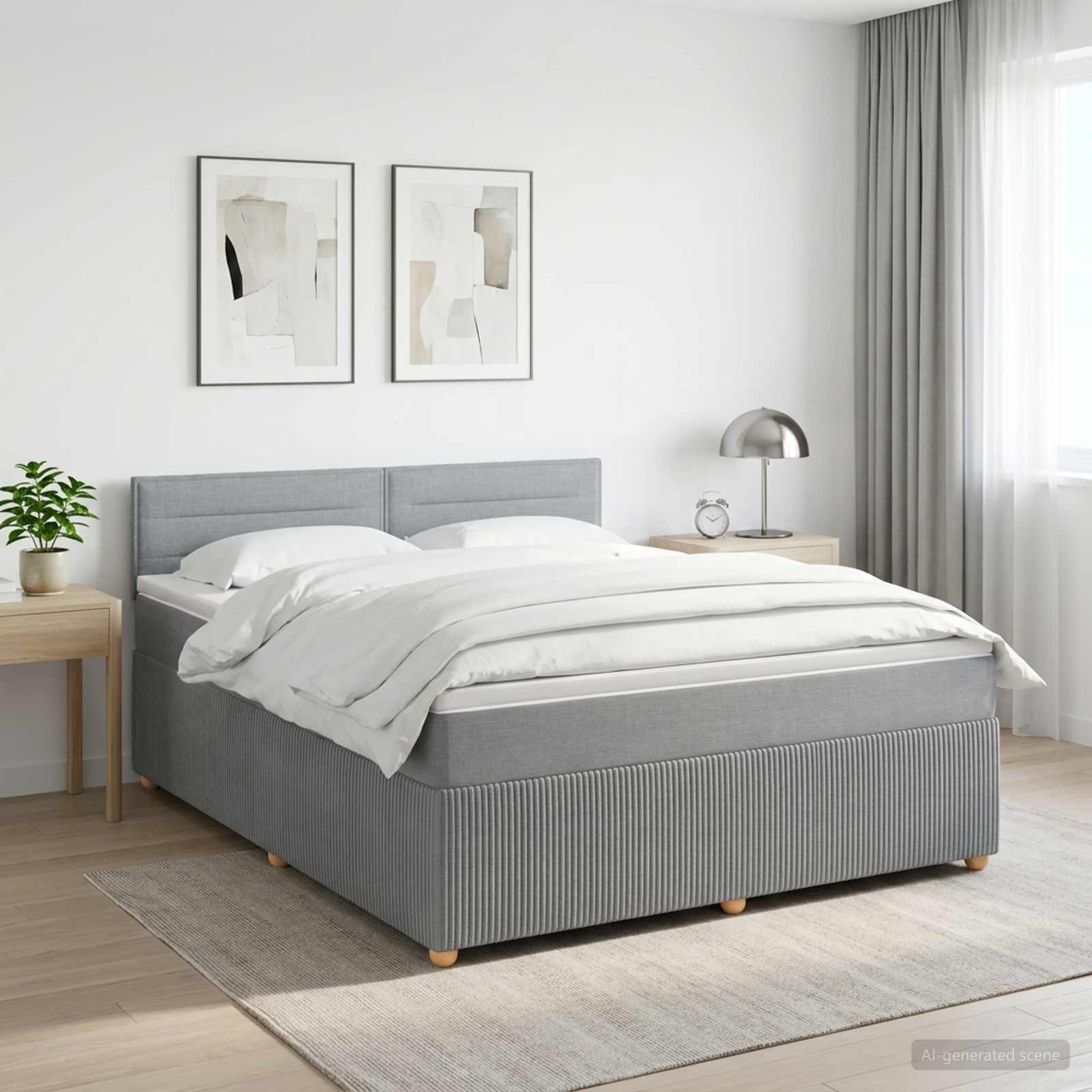 Boxspring krevet s madracem Svjetlosiva 140 x 200 cm Tkanina