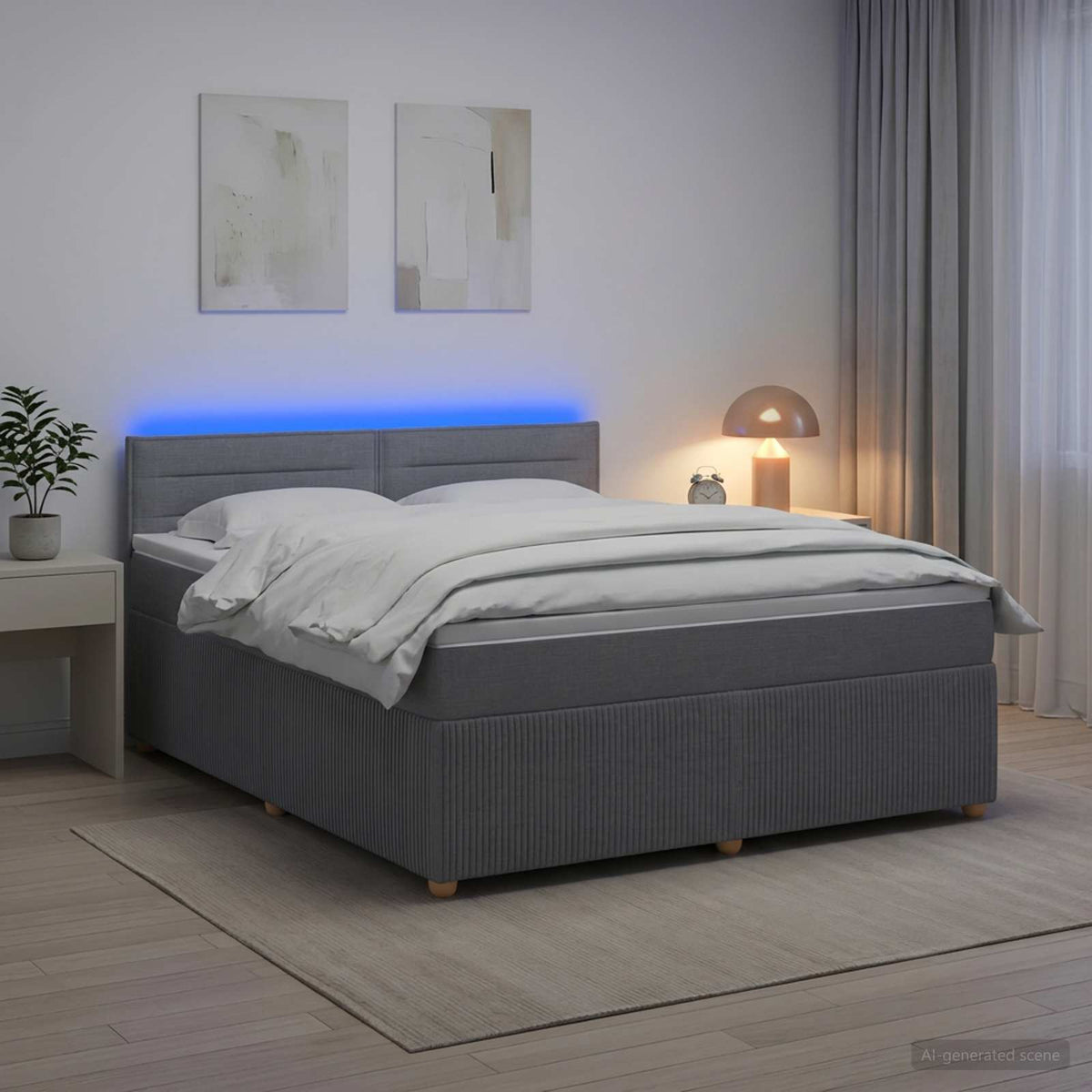 Boxspring krevet s madracem Svjetlosiva 140 x 200 cm Tkanina