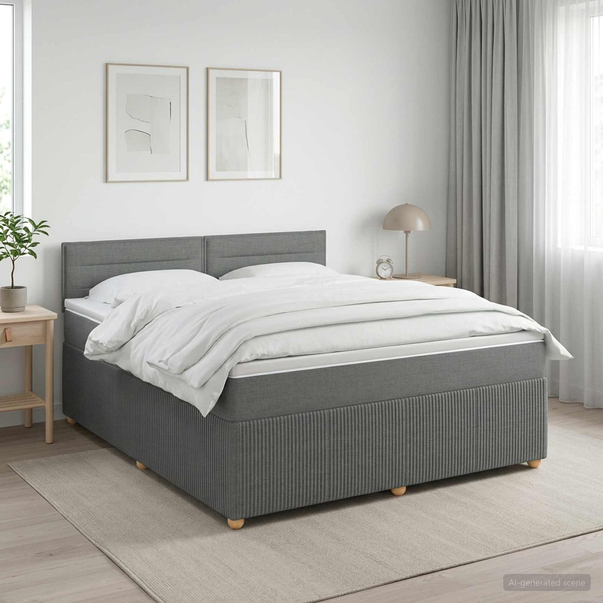 Boxspring krevet s madracem Tamnosiva 180 x 200 cm Tkanina
