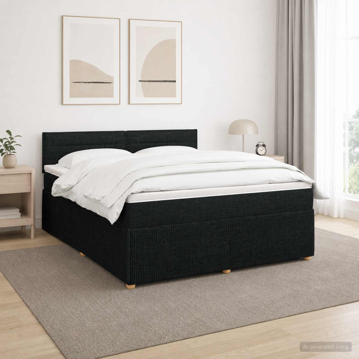 Boxspring krevet s madracem Crna 140 x 200 cm Tkanina