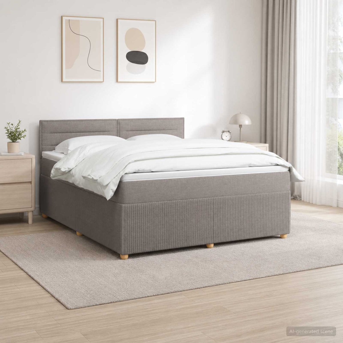 Boxspring krevet s madracem Sivosmeđa 160 x 200 cm Tkanina