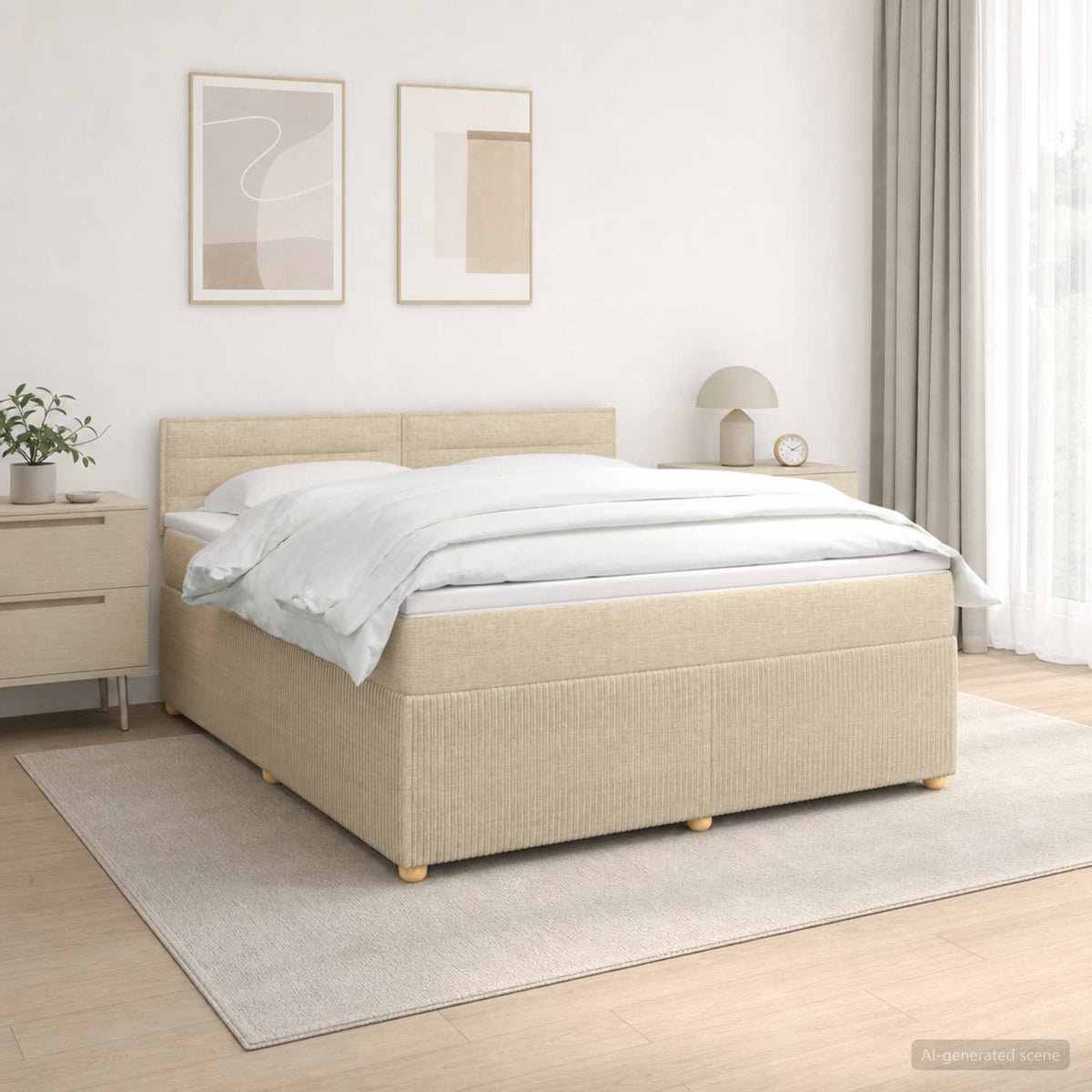 Boxspring krevet s madracem Krem 180 x 200 cm Tkanina