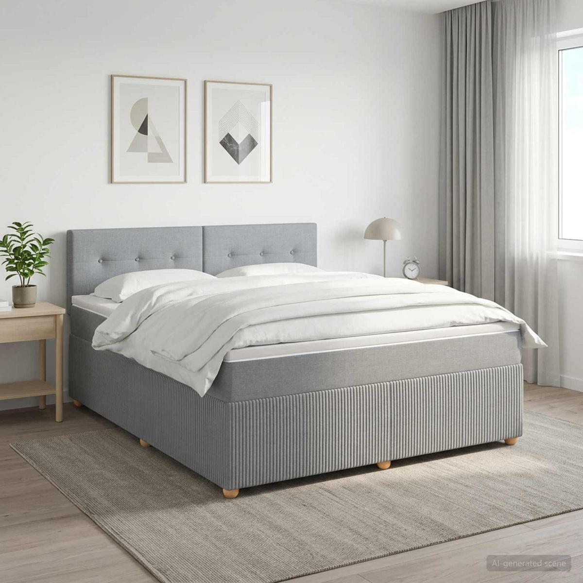 Boxspring krevet s madracem Svjetlosiva 140 x 190 cm Tkanina