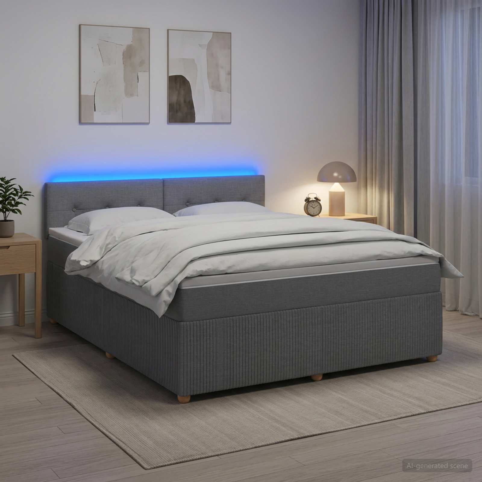 Boxspring krevet s madracem Svjetlosiva 140 x 200 cm Tkanina