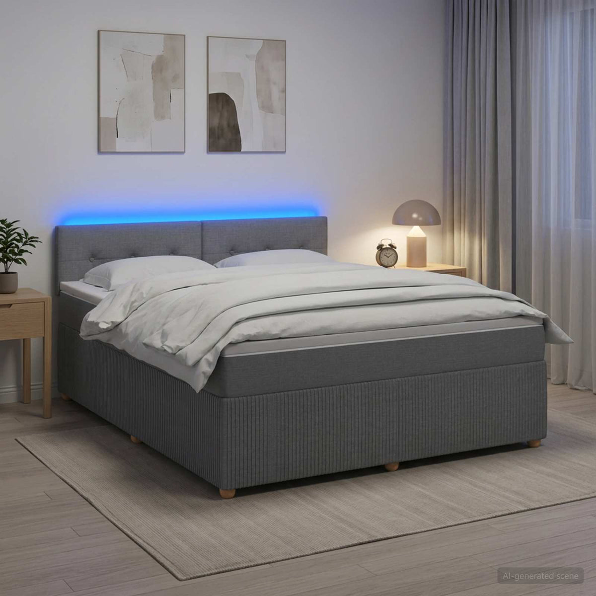 Boxspring krevet s madracem Svjetlosiva 140 x 190 cm Tkanina