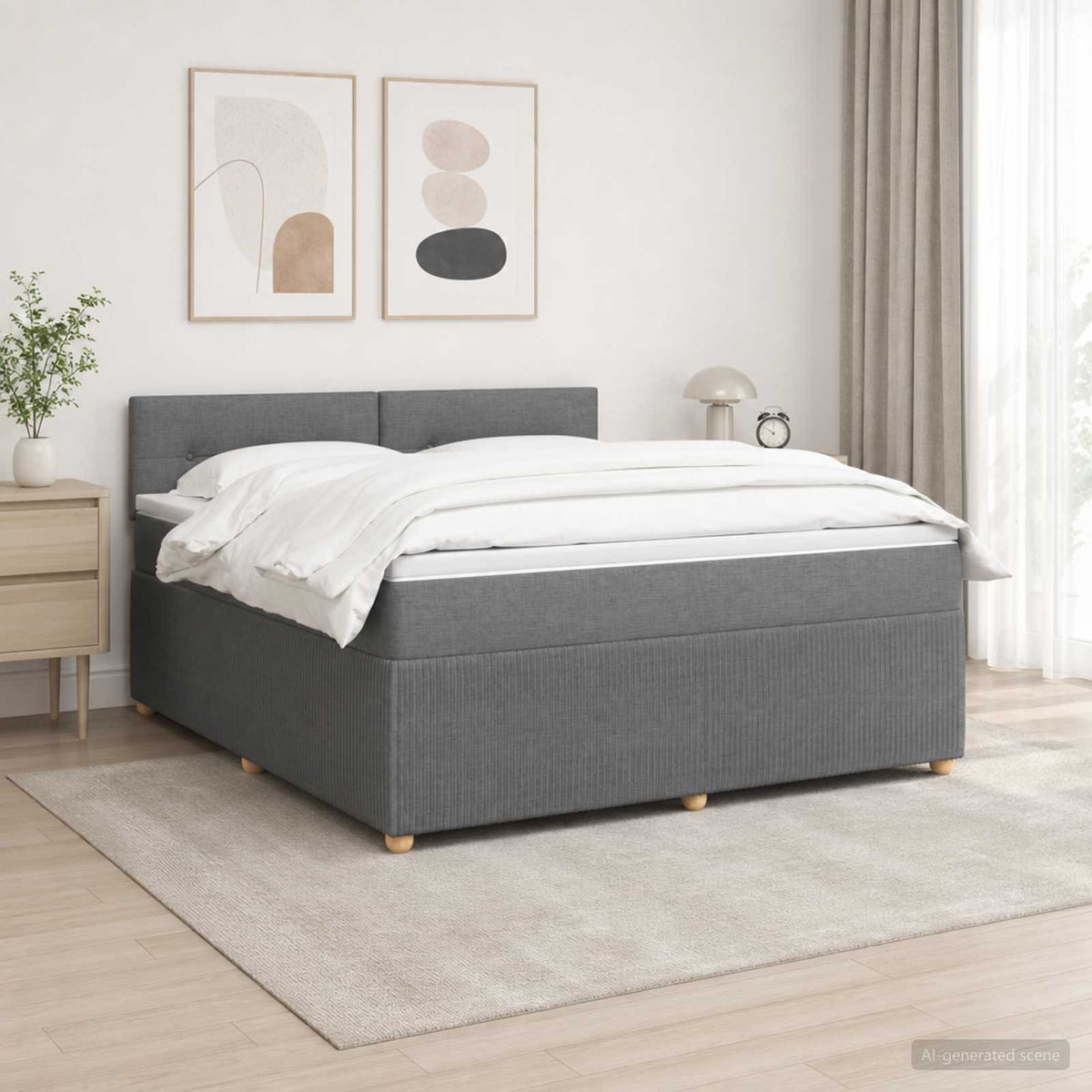 Boxspring krevet s madracem Tamnosiva 160 x 200 cm Tkanina