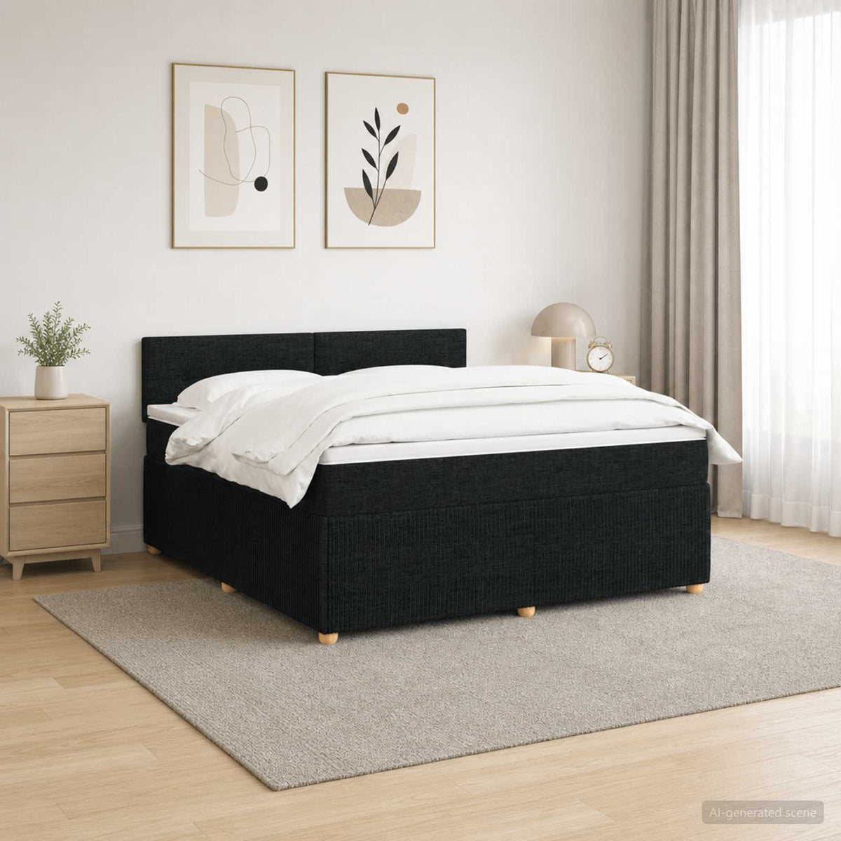 Boxspring krevet s madracem Crna 140 x 190 cm Tkanina