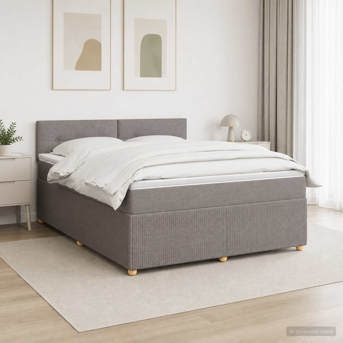 Boxspring krevet s madracem Sivosmeđa 140 x 190 cm Tkanina