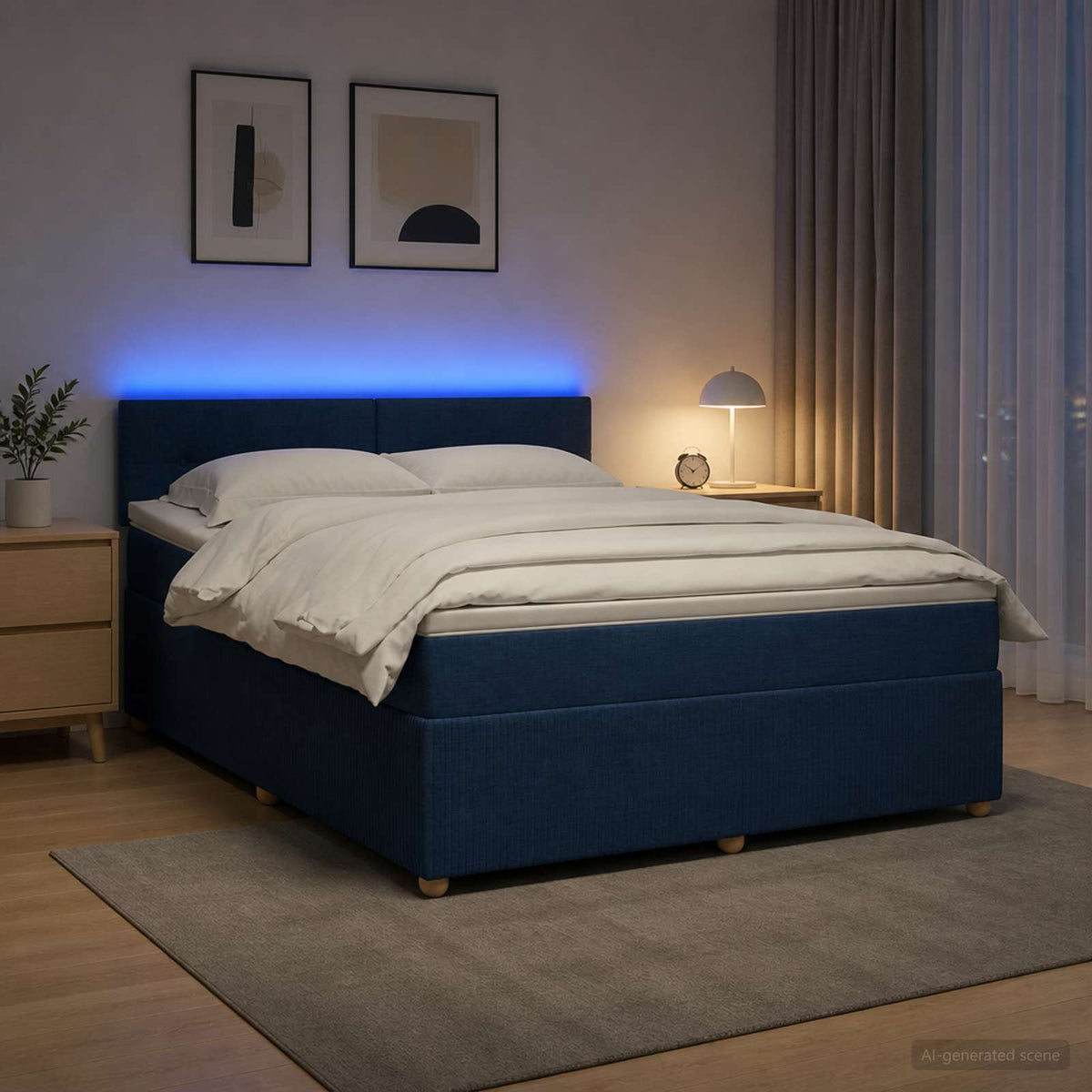 Boxspring krevet s madracem Plava 140 x 200 cm Tkanina