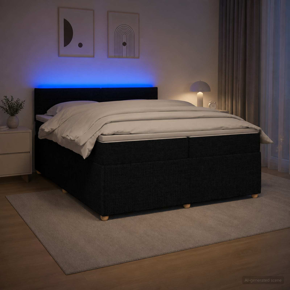 Boxspring krevet s madracem Crna 200 x 200 cm Tkanina