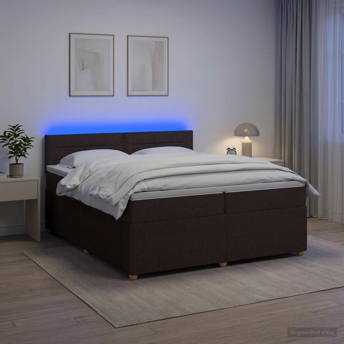 Boxspring krevet s madracem Tamno smeđa 200 x 200 cm Tkanina