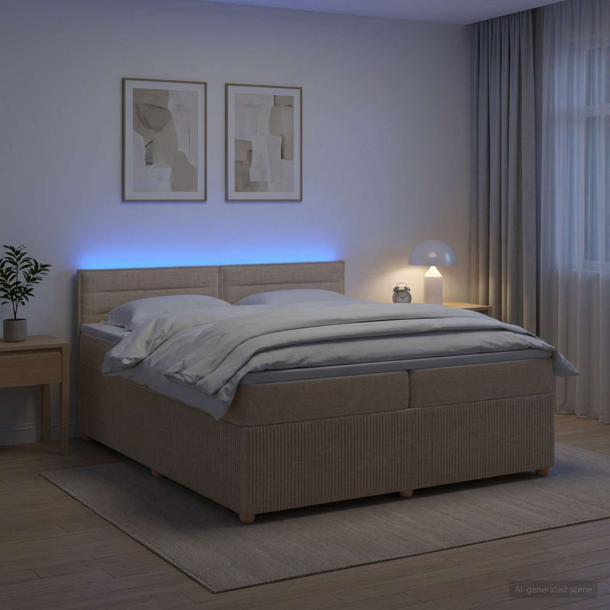Boxspring krevet s madracem Krem 200 x 200 cm Tkanina