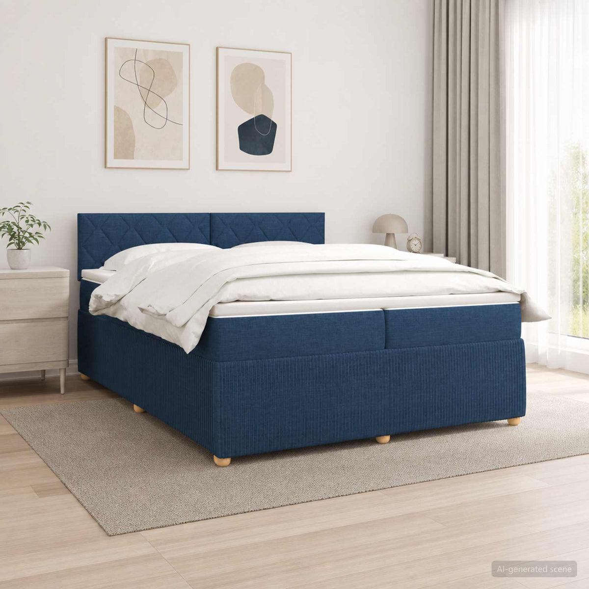 Boxspring krevet s madracem Plava 200 x 200 cm Tkanina