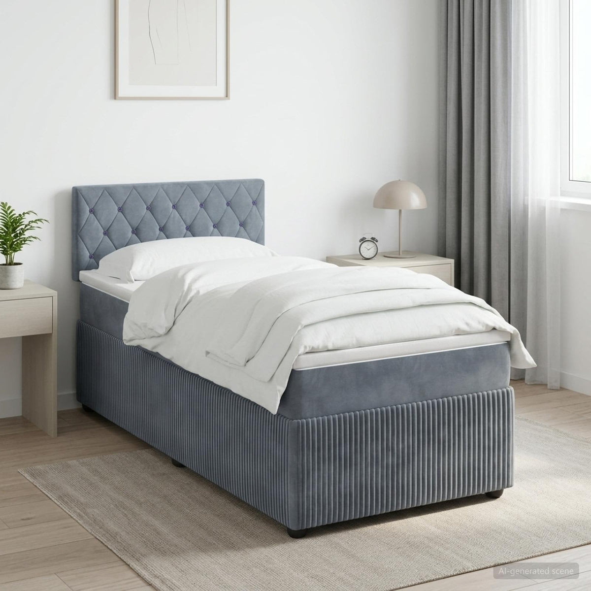 Boxspring krevet s madracem Tamnosiva 100 x 200 cm Baršun