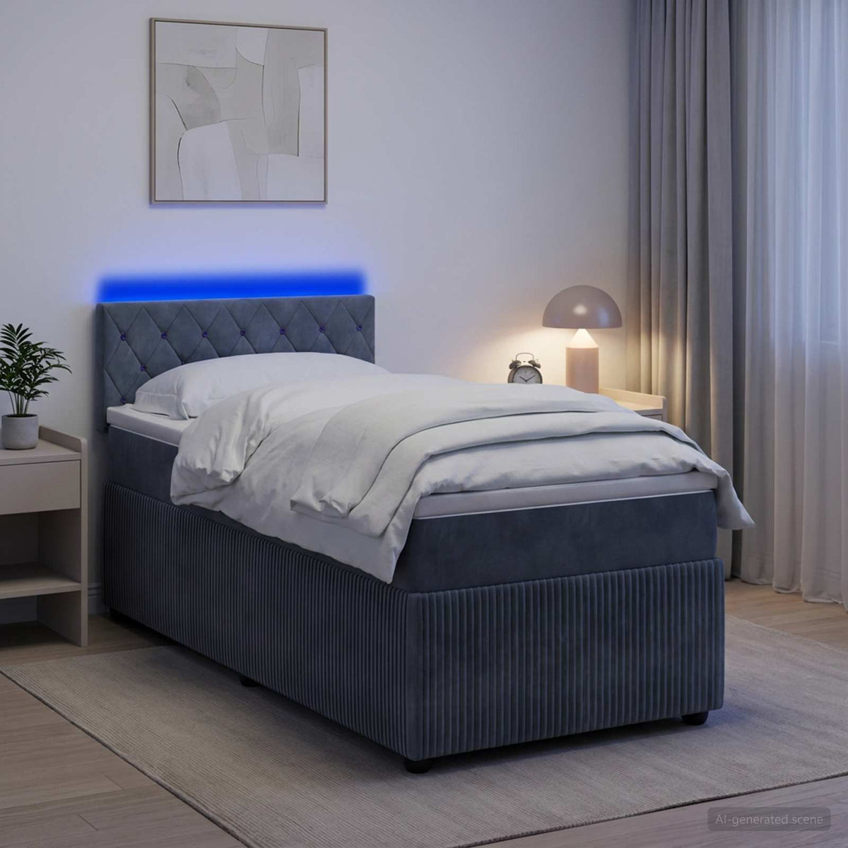 Boxspring krevet s madracem Tamnosiva 90 x 200 cm Baršun