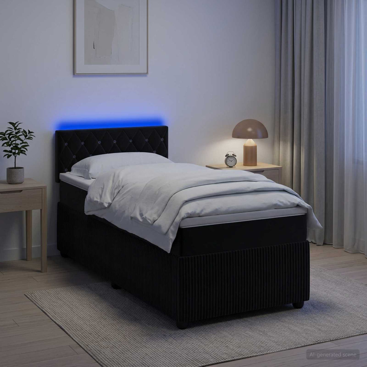 Boxspring krevet s madracem Crna 90 x 200 cm Baršun