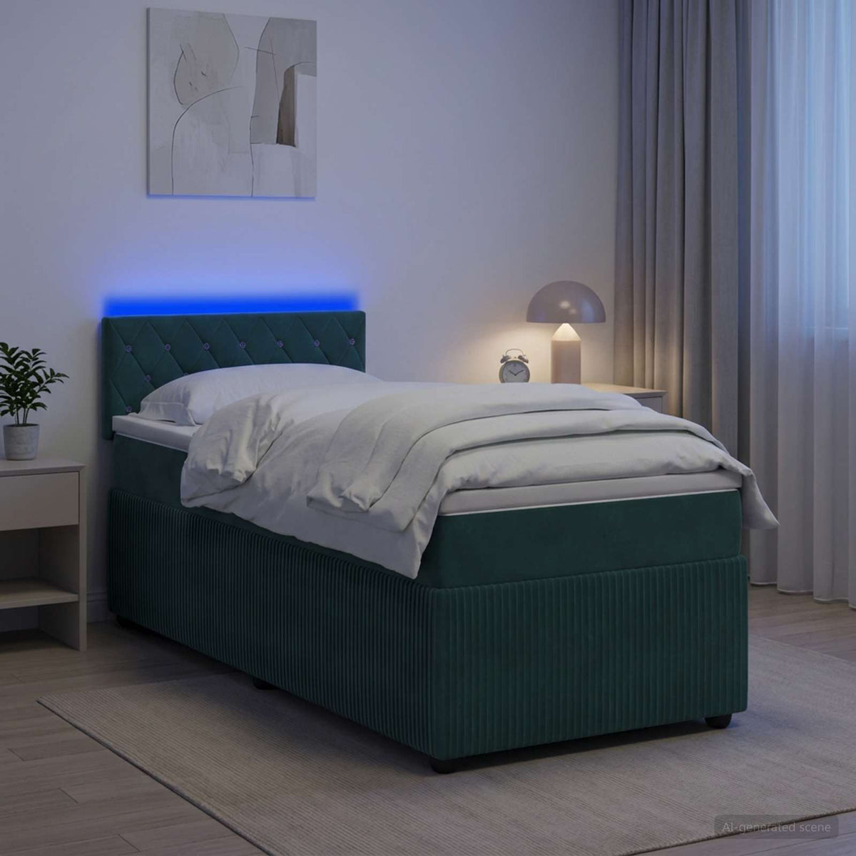 Boxspring krevet s madracem Tamnozelena 100 x 200 cm Baršun