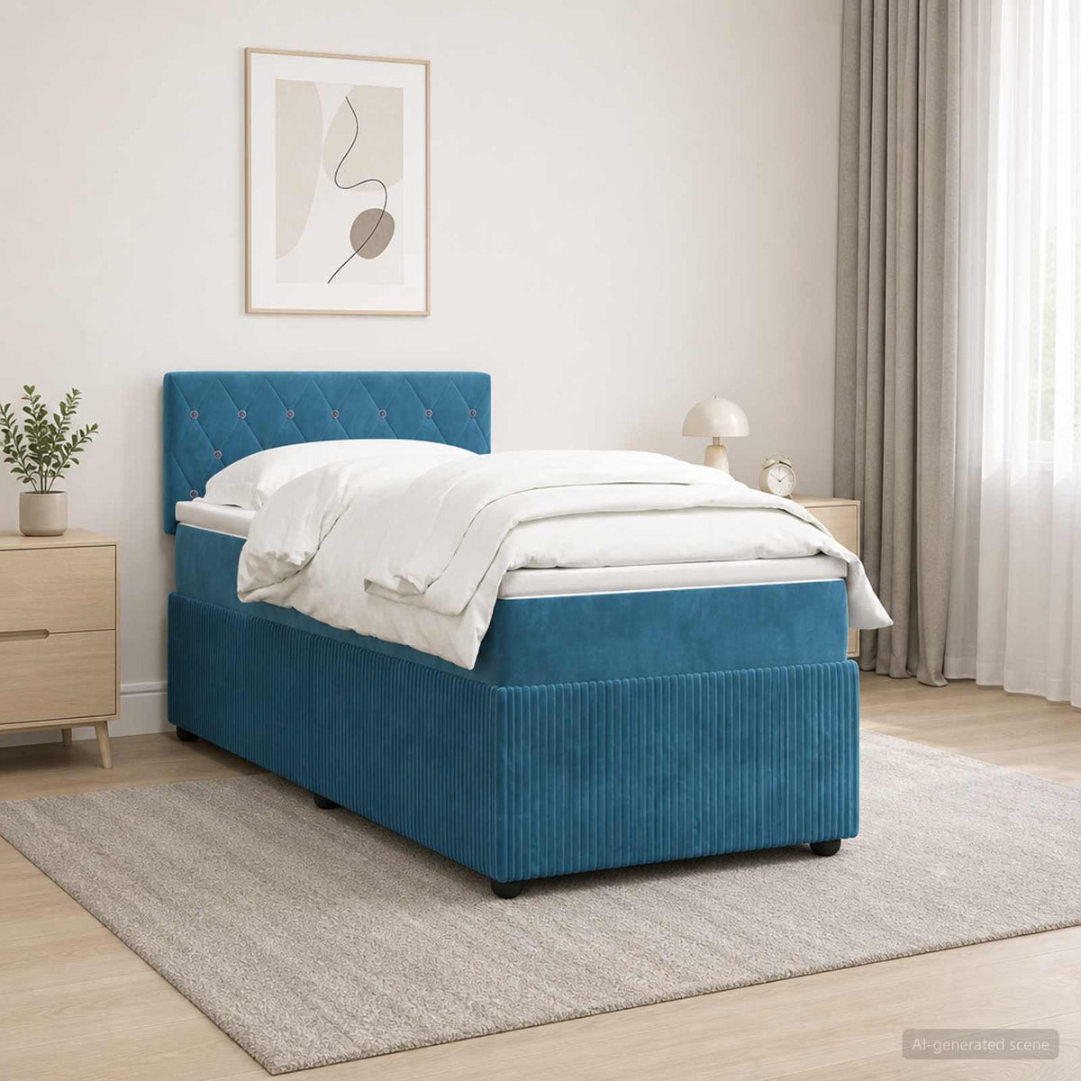 Boxspring krevet s madracem Plava 90 x 200 cm Baršun