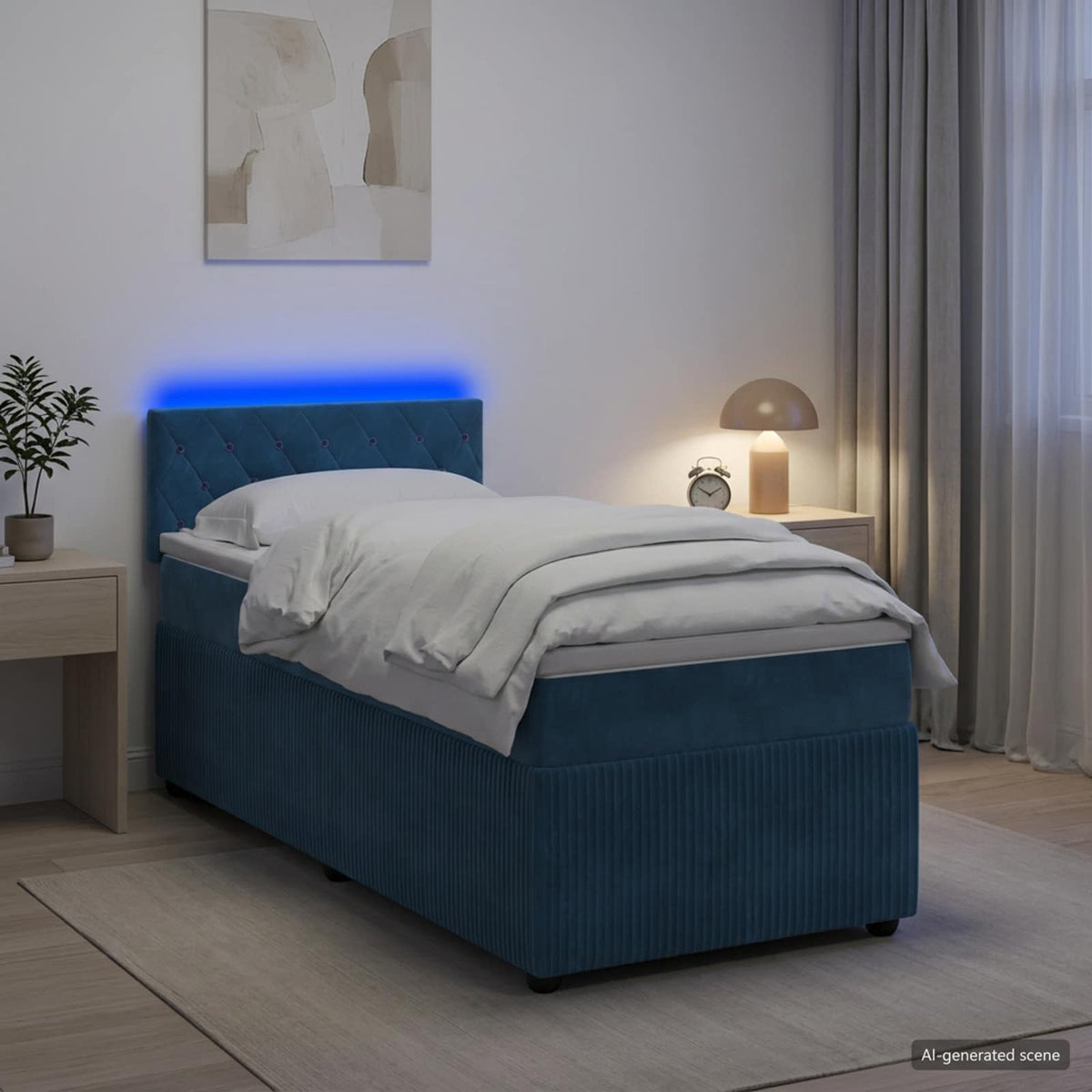 Boxspring krevet s madracem Plava 100 x 200 cm Baršun