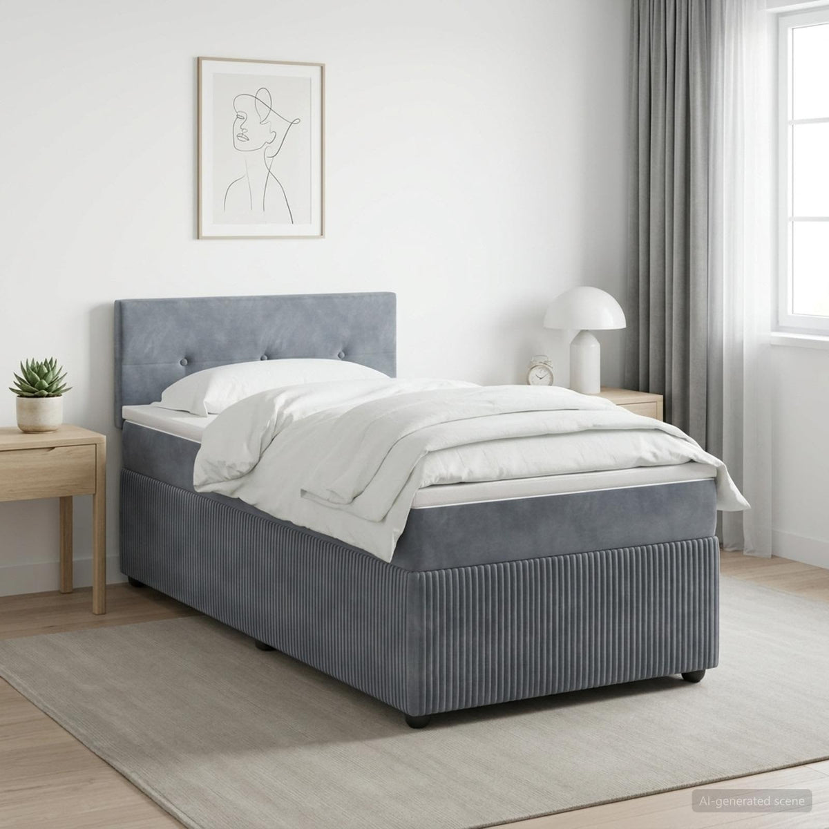 Boxspring krevet s madracem Tamnosiva 100 x 200 cm Baršun