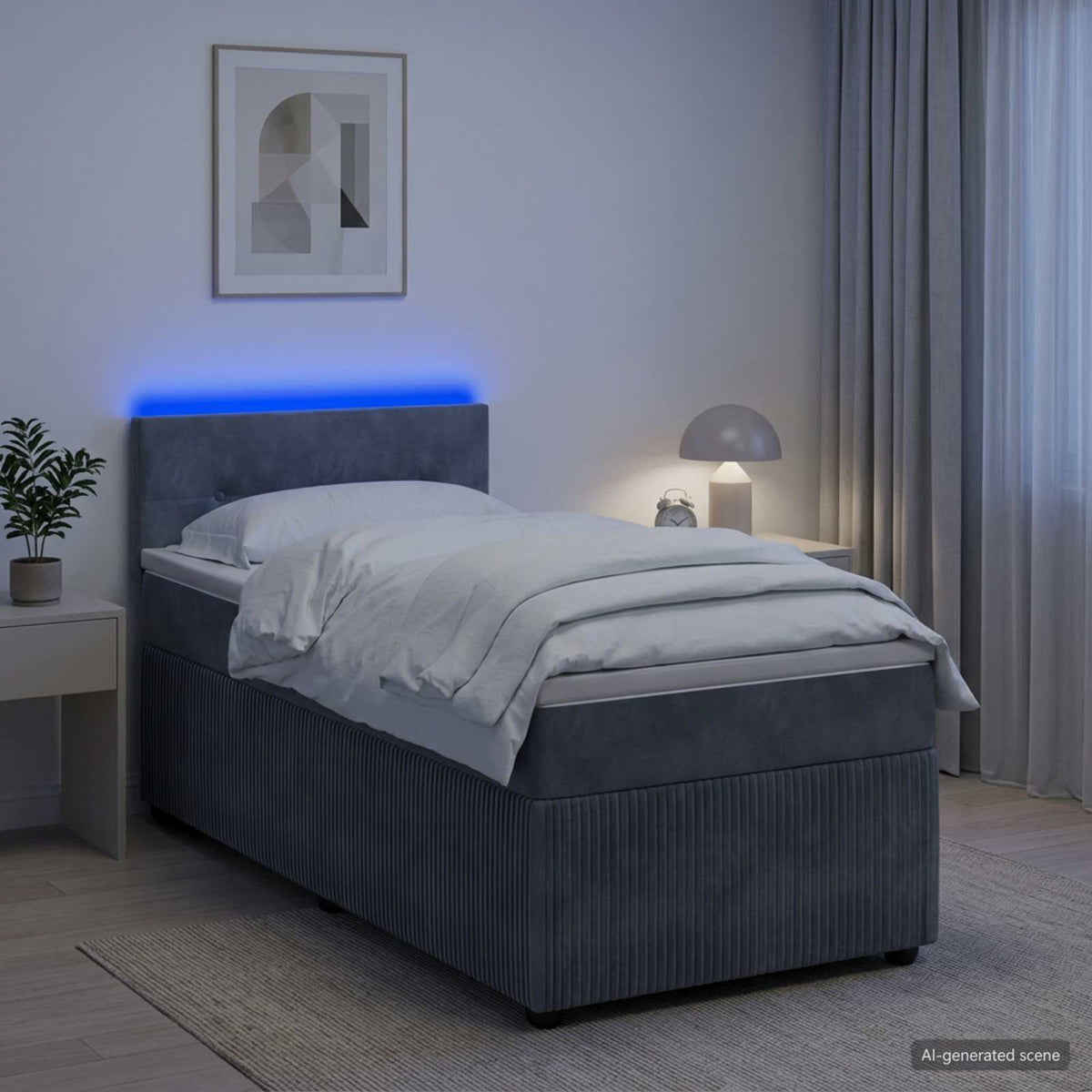 Boxspring krevet s madracem Tamnosiva 100 x 200 cm Baršun