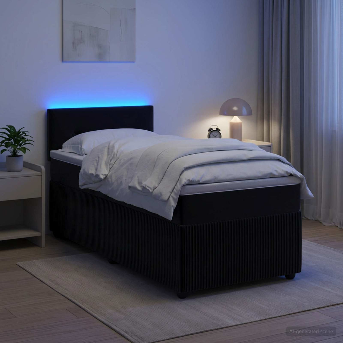 Boxspring krevet s madracem Crna 100 x 200 cm Baršun