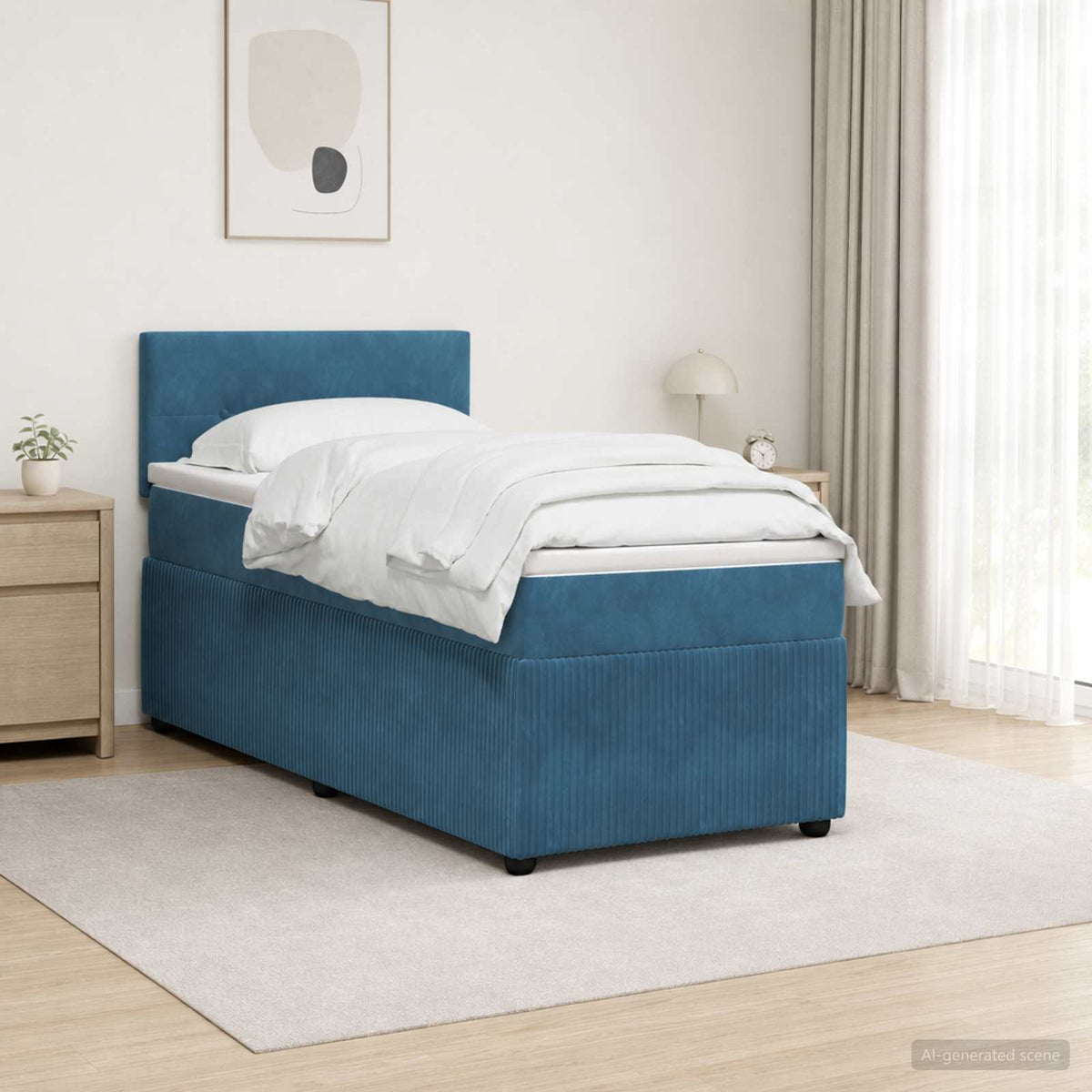Boxspring krevet s madracem Plava 90 x 190 cm Baršun