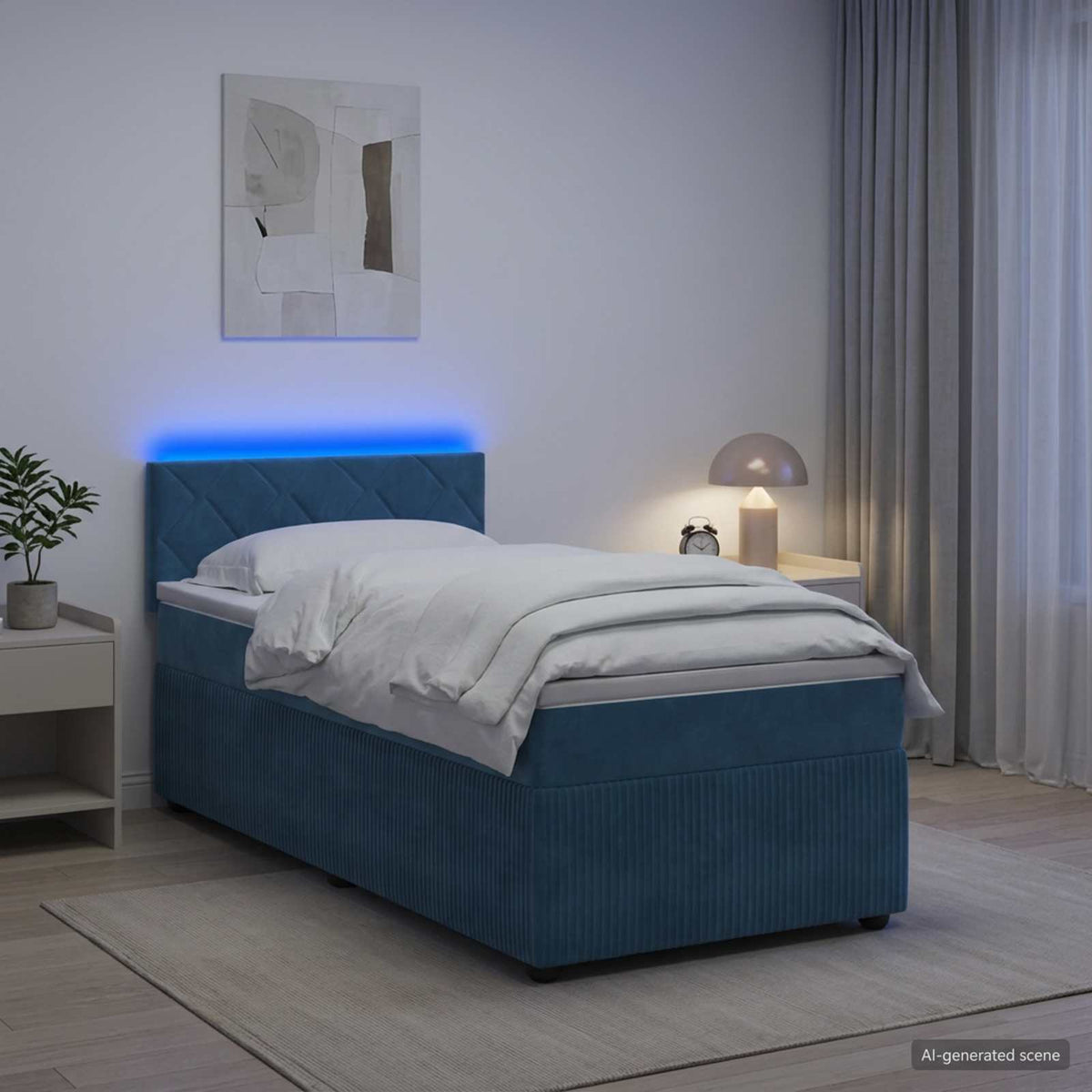 Boxspring krevet s madracem Plava 90 x 190 cm Baršun
