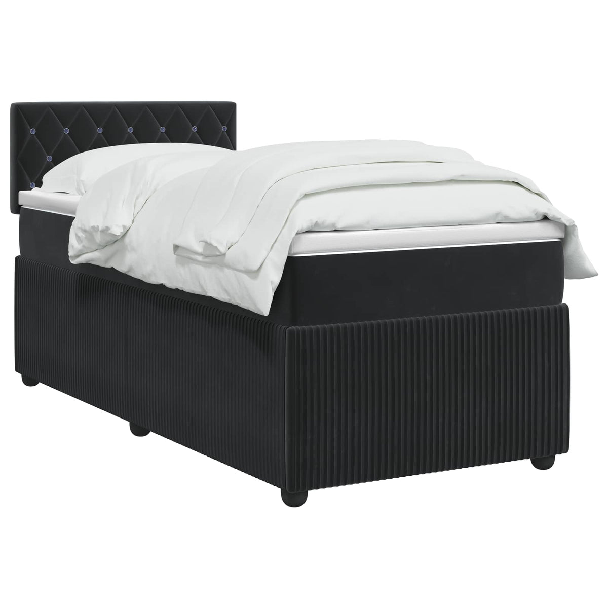 Boxspring krevet s madracem Crna 90 x 200 cm Baršun