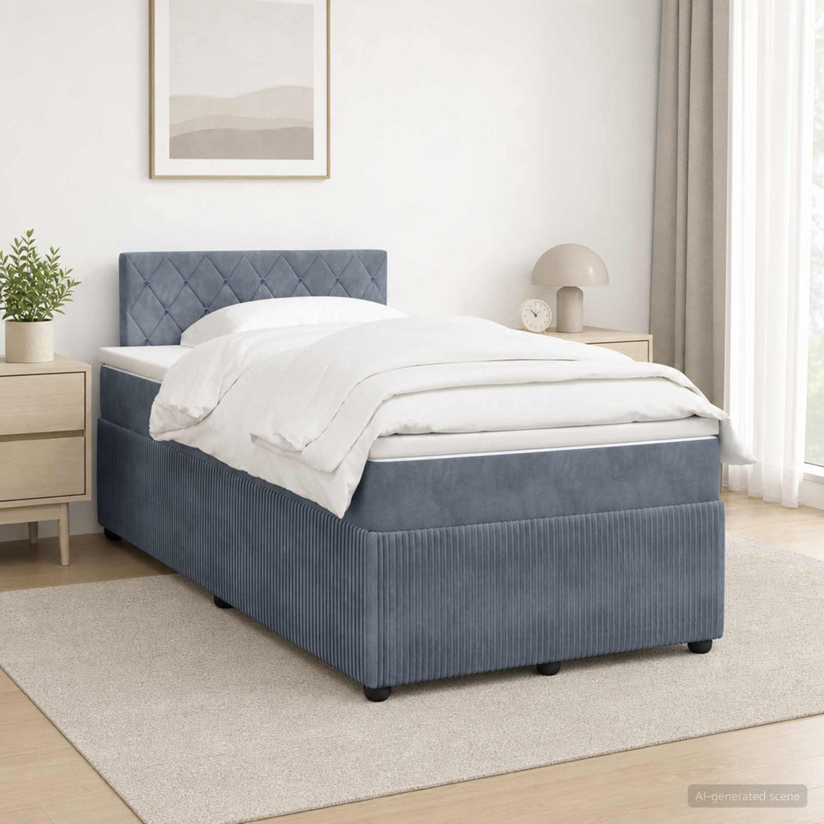 Boxspring krevet s madracem Tamnosiva 120 x 200 cm Baršun