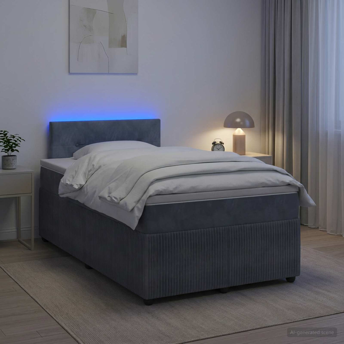 Boxspring krevet s madracem Tamnosiva 120 x 200 cm Baršun