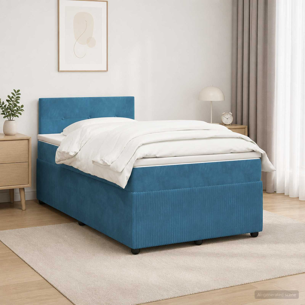 Boxspring krevet s madracem Plava 120 x 190 cm Baršun