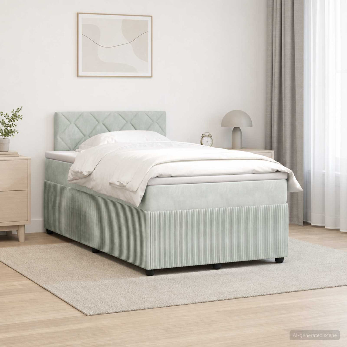 Boxspring krevet s madracem Svjetlosiva 120 x 190 cm Baršun