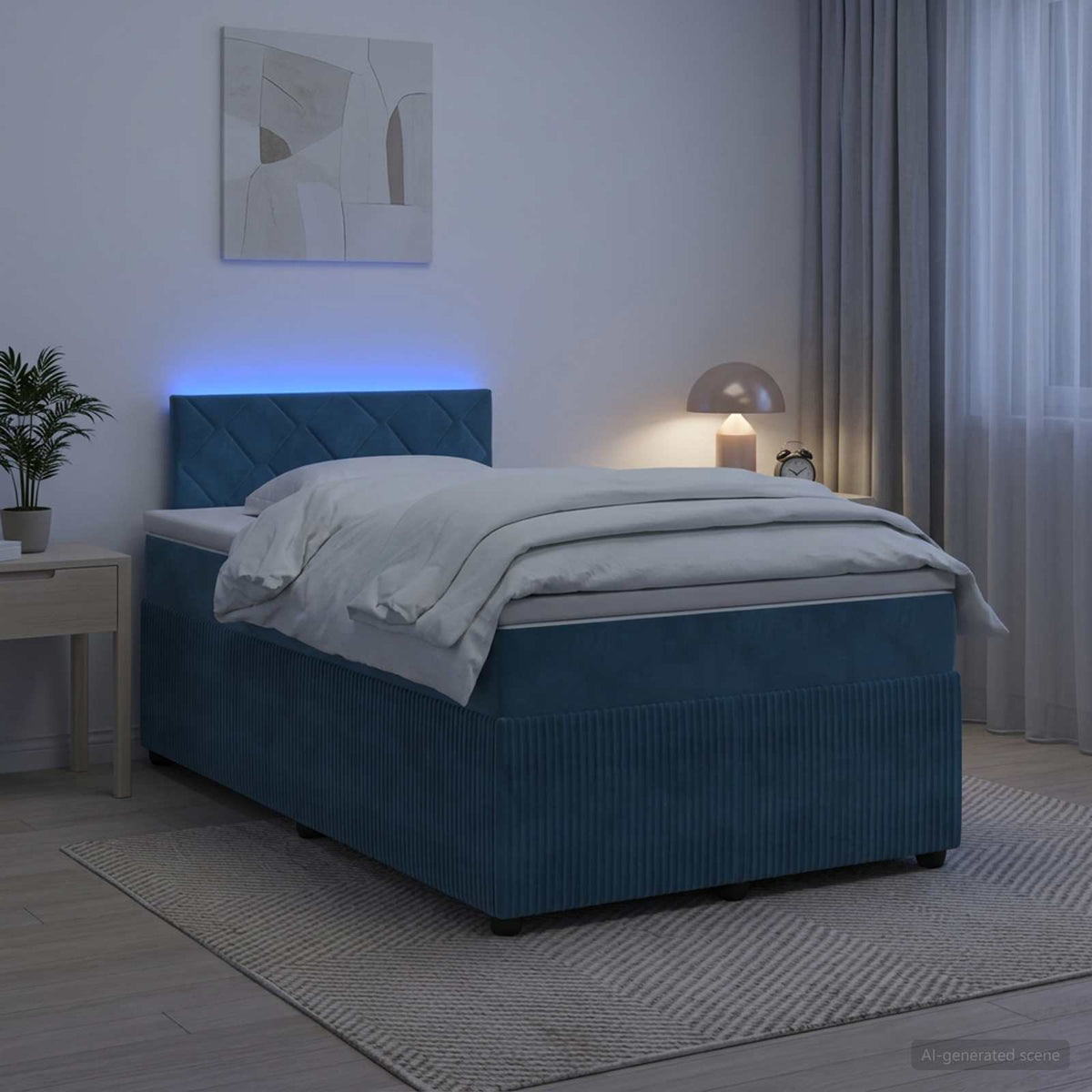 Boxspring krevet s madracem Plava 120 x 190 cm Baršun