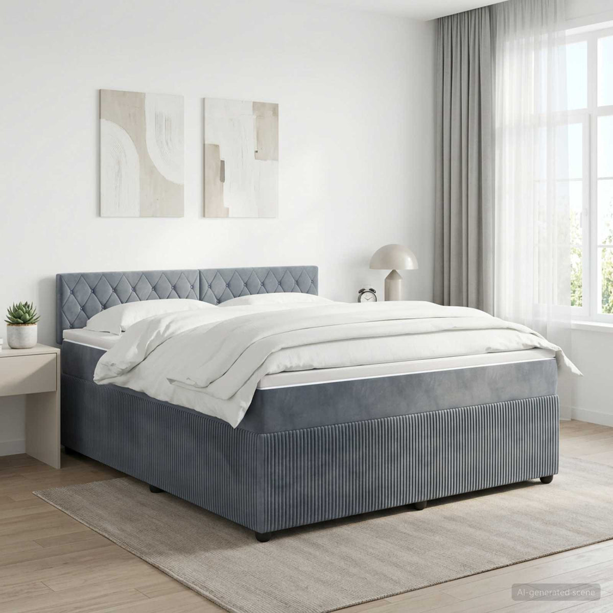 Boxspring krevet s madracem Tamnosiva 180 x 200 cm Baršun