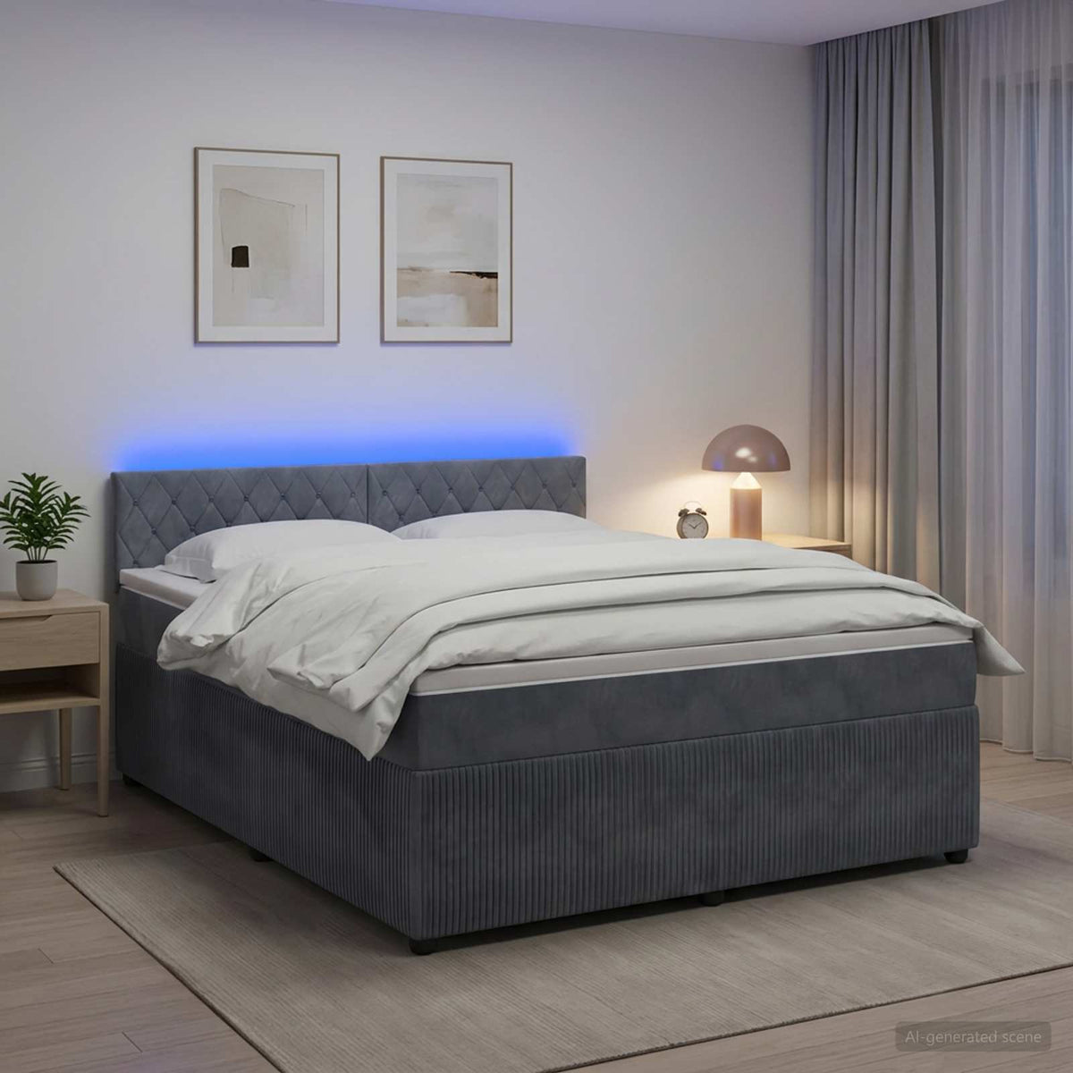 Boxspring krevet s madracem Tamnosiva 160 x 200 cm Baršun