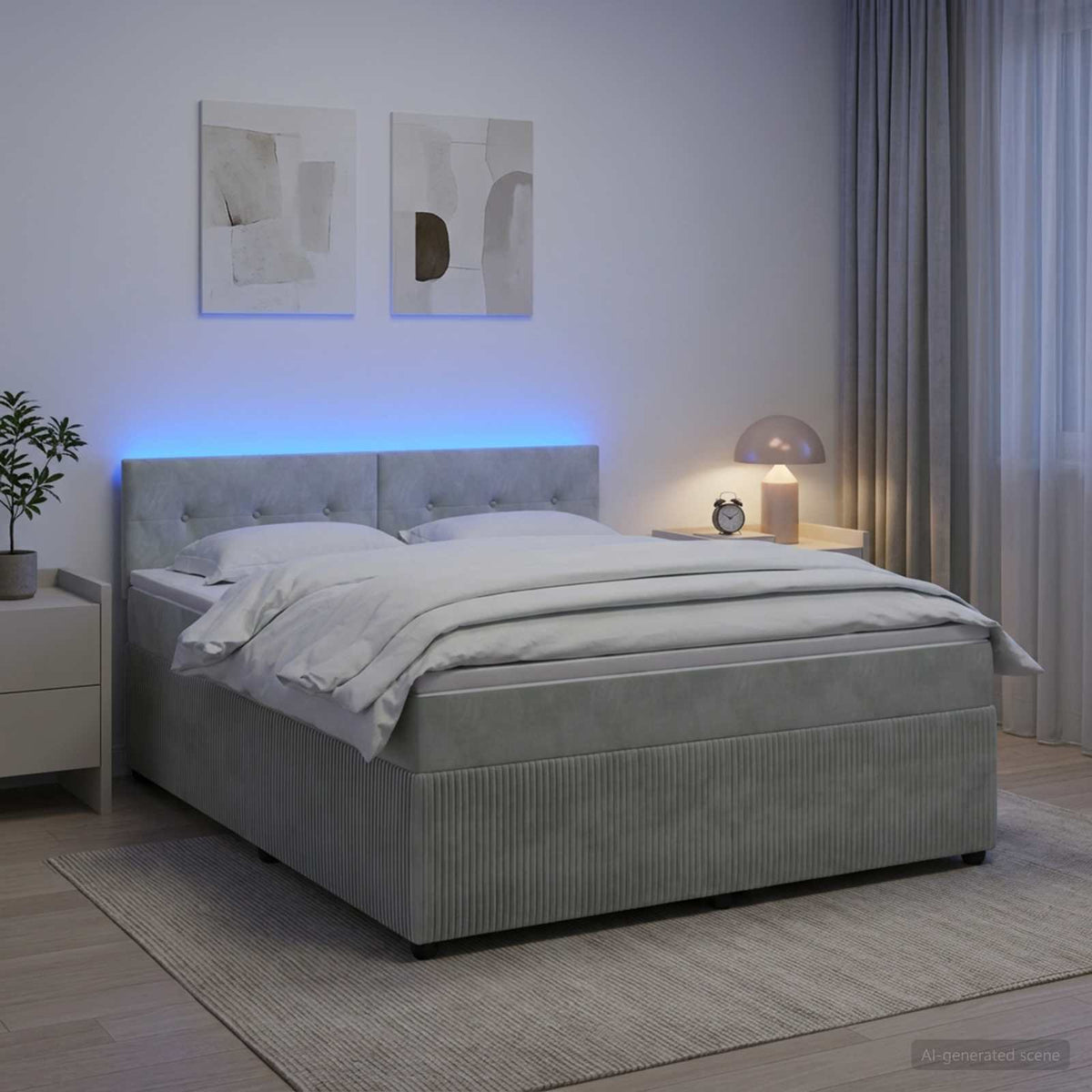 Boxspring krevet s madracem Svjetlosiva 140 x 190 cm Baršun
