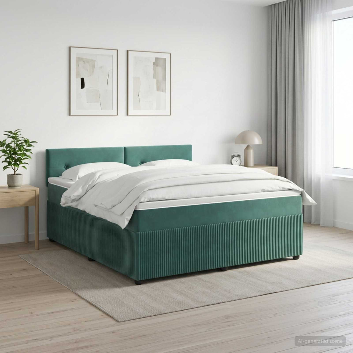 Boxspring krevet s madracem Tamnozelena 160 x 200 cm Baršun