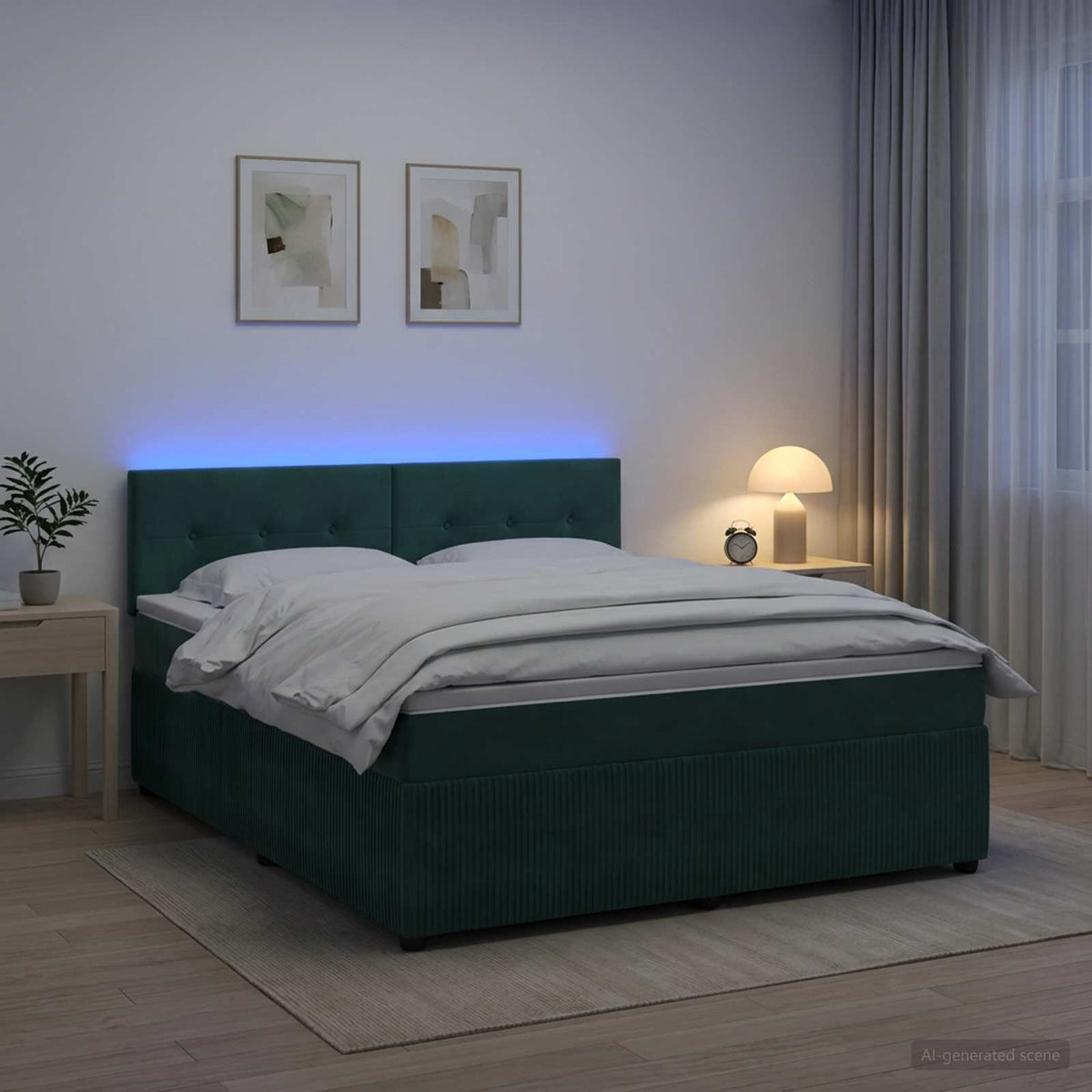 Boxspring krevet s madracem Tamnozelena 160 x 200 cm Baršun