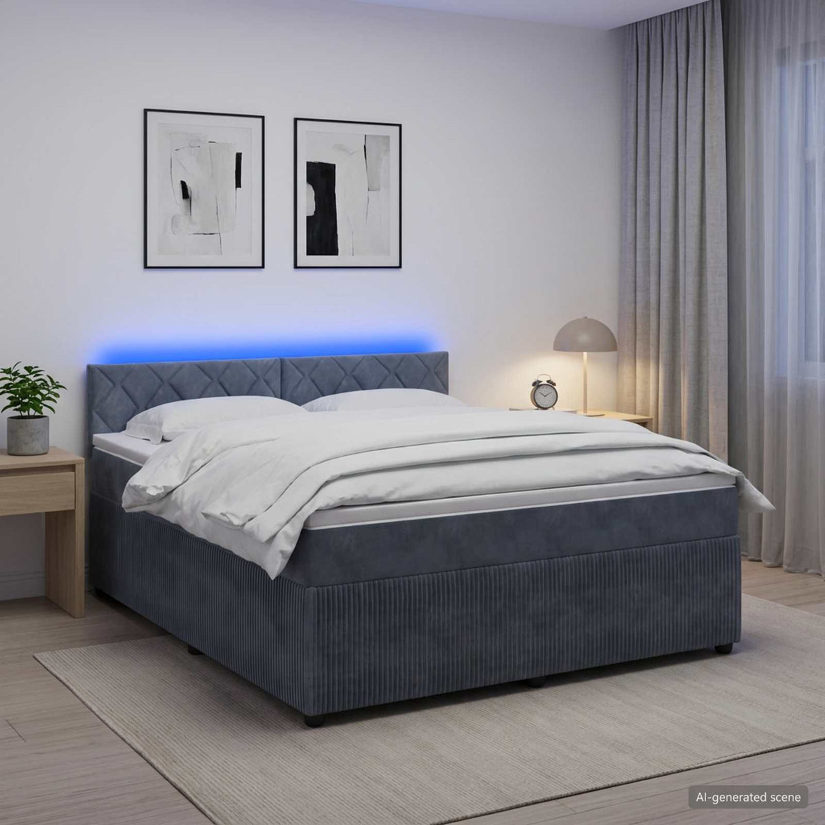 Boxspring krevet s madracem Tamnosiva 160 x 200 cm Baršun