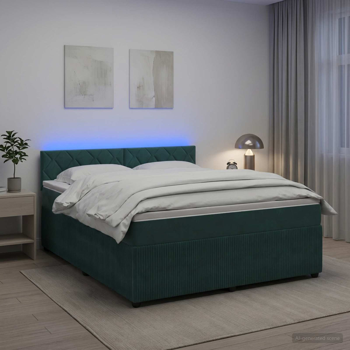 Boxspring krevet s madracem Tamnozelena 140 x 200 cm Baršun