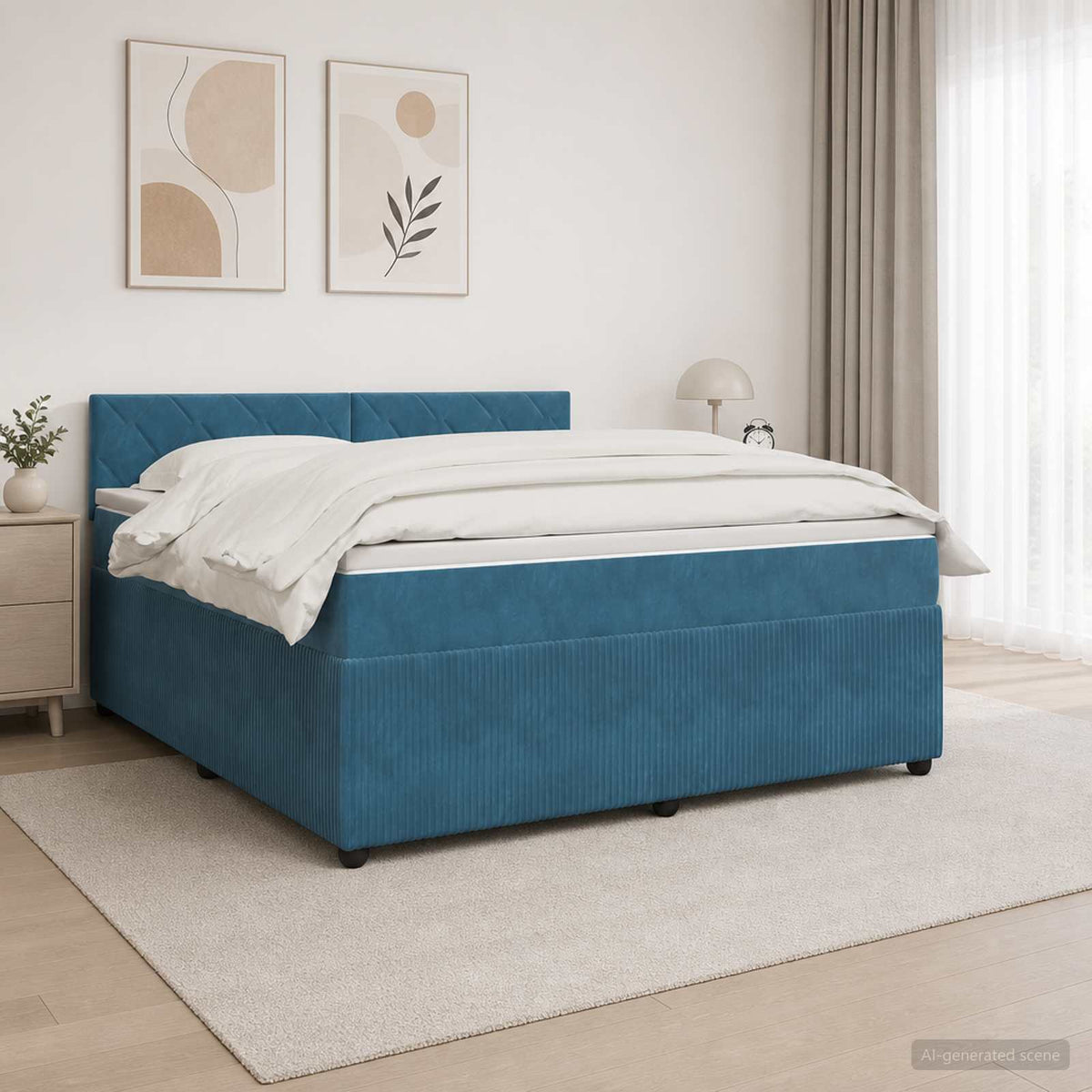 Boxspring krevet s madracem Plava 180 x 200 cm Baršun