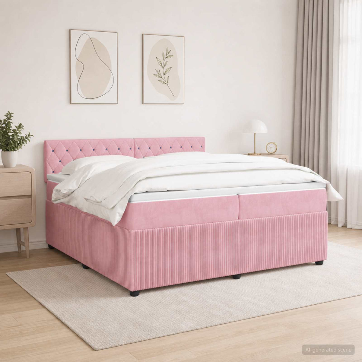 Boxspring krevet s madracem Ružičasta 200 x 200 cm Baršun