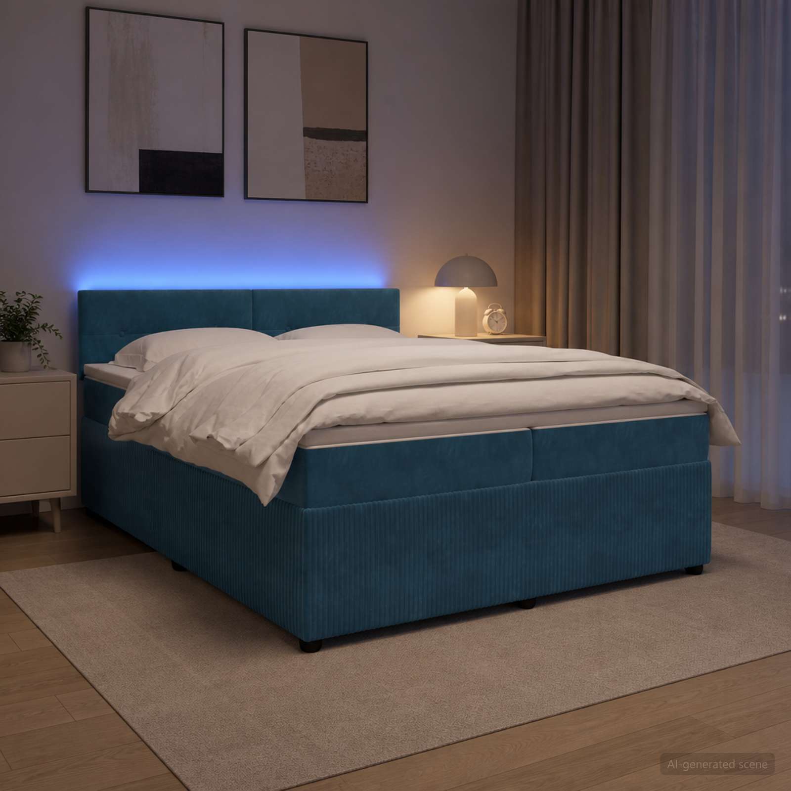Boxspring krevet s madracem Plava 200 x 200 cm Baršun
