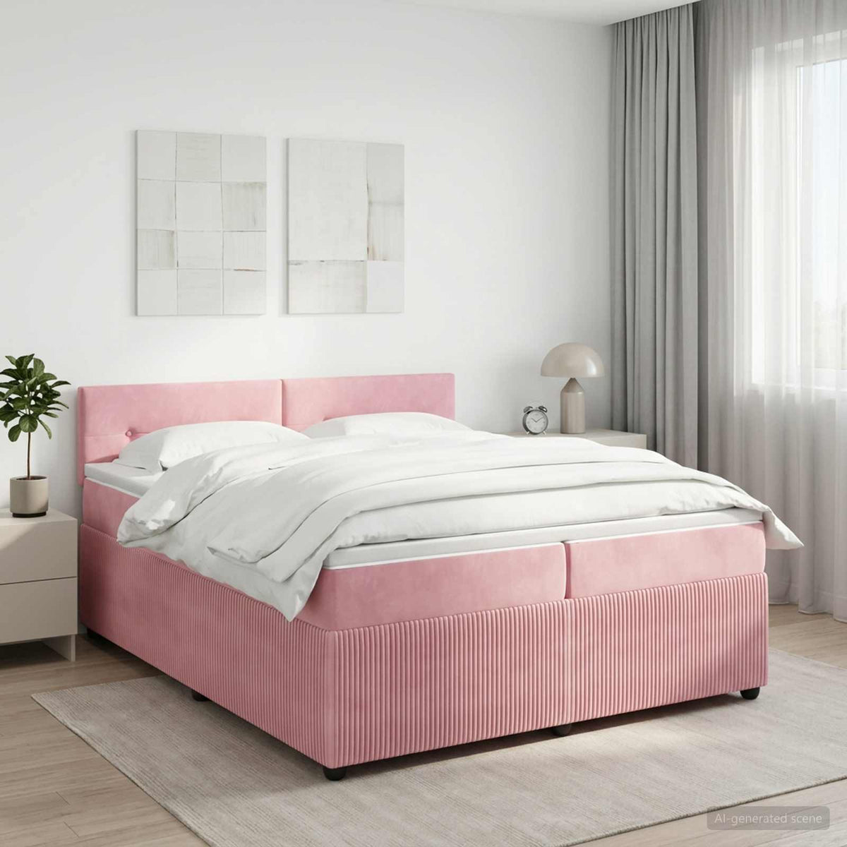 Boxspring krevet s madracem Ružičasta 200 x 200 cm Baršun