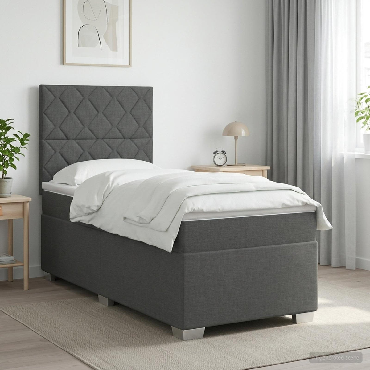 Boxspring krevet s madracem Tamnosiva 80 x 200 cm Tkanina