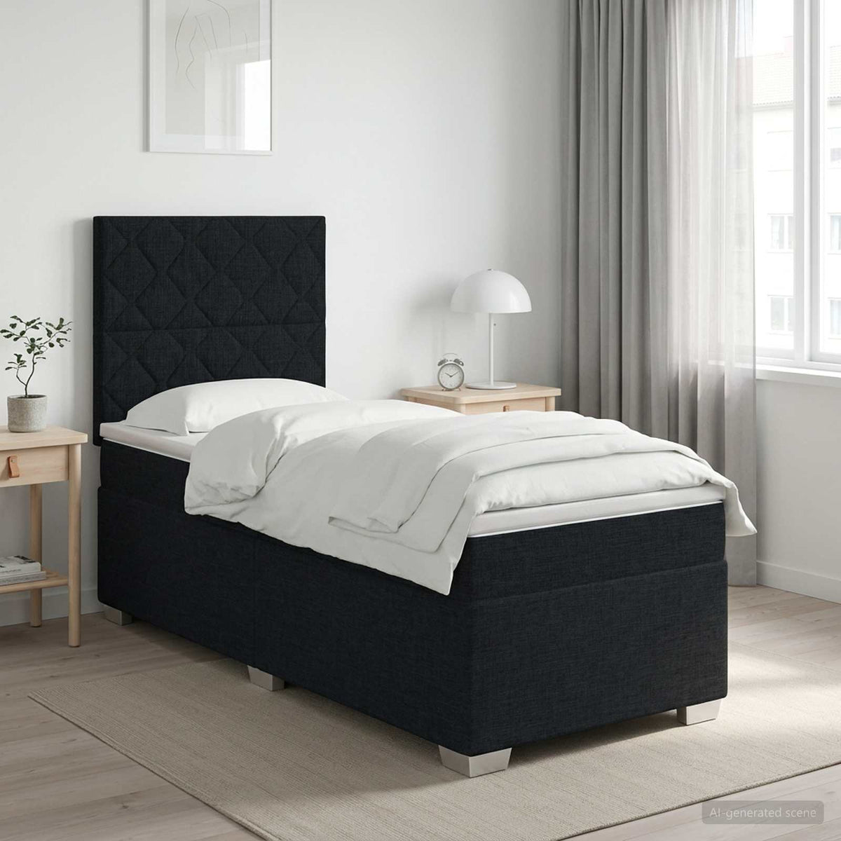 Boxspring krevet s madracem Crna 90 x 200 cm Tkanina