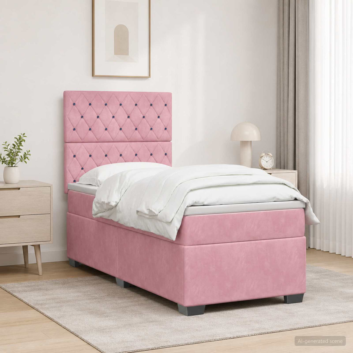 Boxspring krevet s madracem Ružičasta 90 x 190 cm Baršun